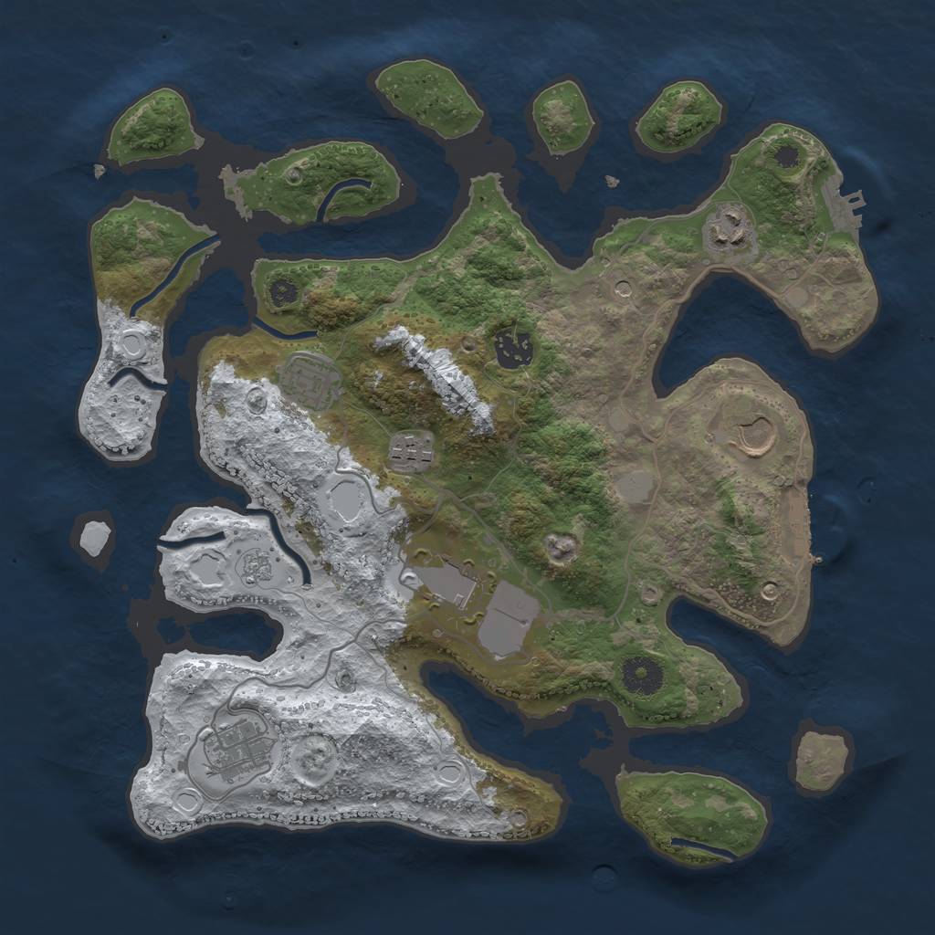 Rust Map: Procedural Map, Size: 3500, Seed: 4947467, 16 Monuments