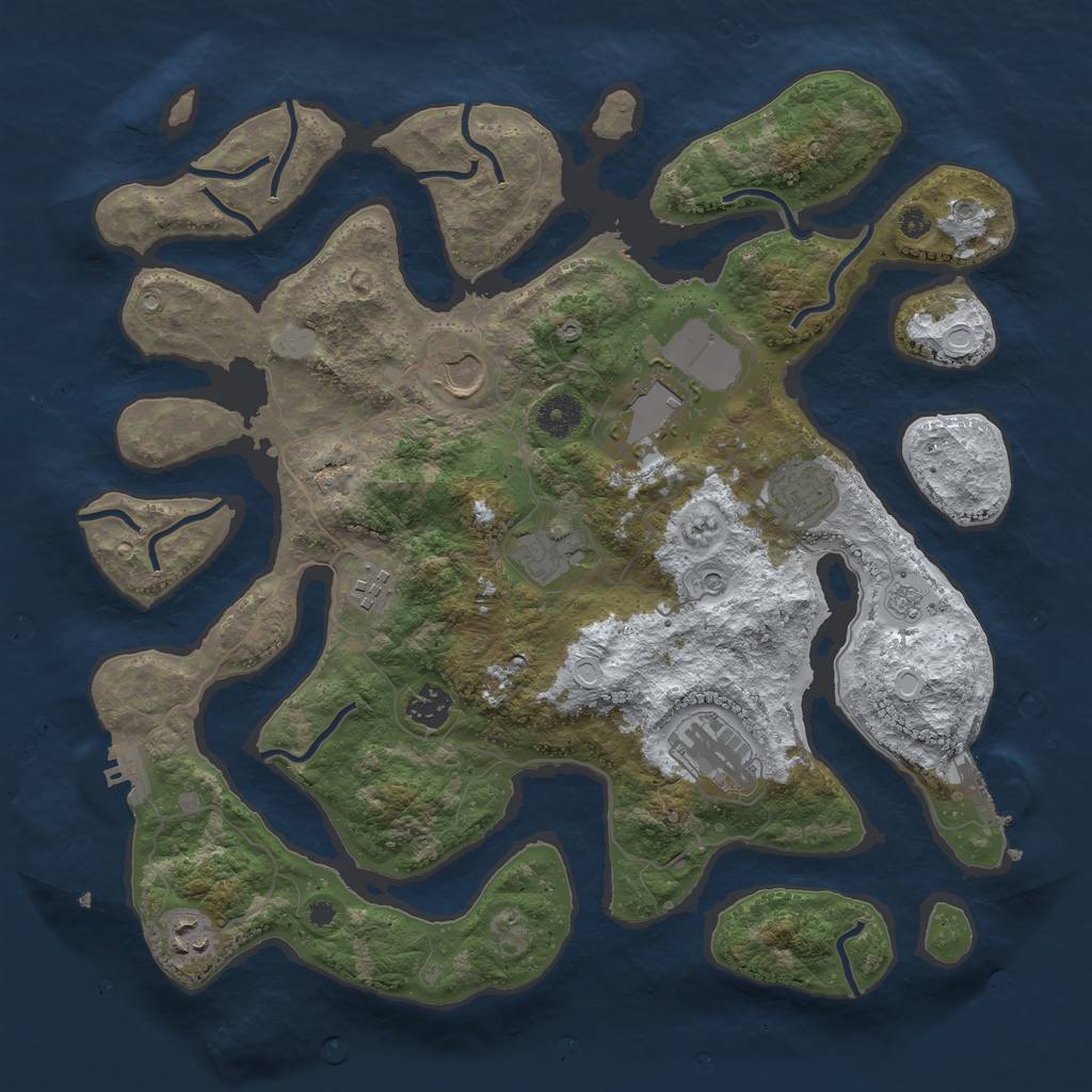 Rust Map: Procedural Map, Size: 3800, Seed: 4933423, 17 Monuments