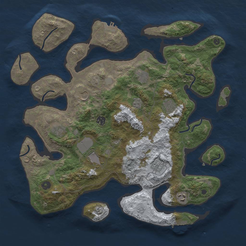 Rust Map: Procedural Map, Size: 4000, Seed: 1879008140, 18 Monuments