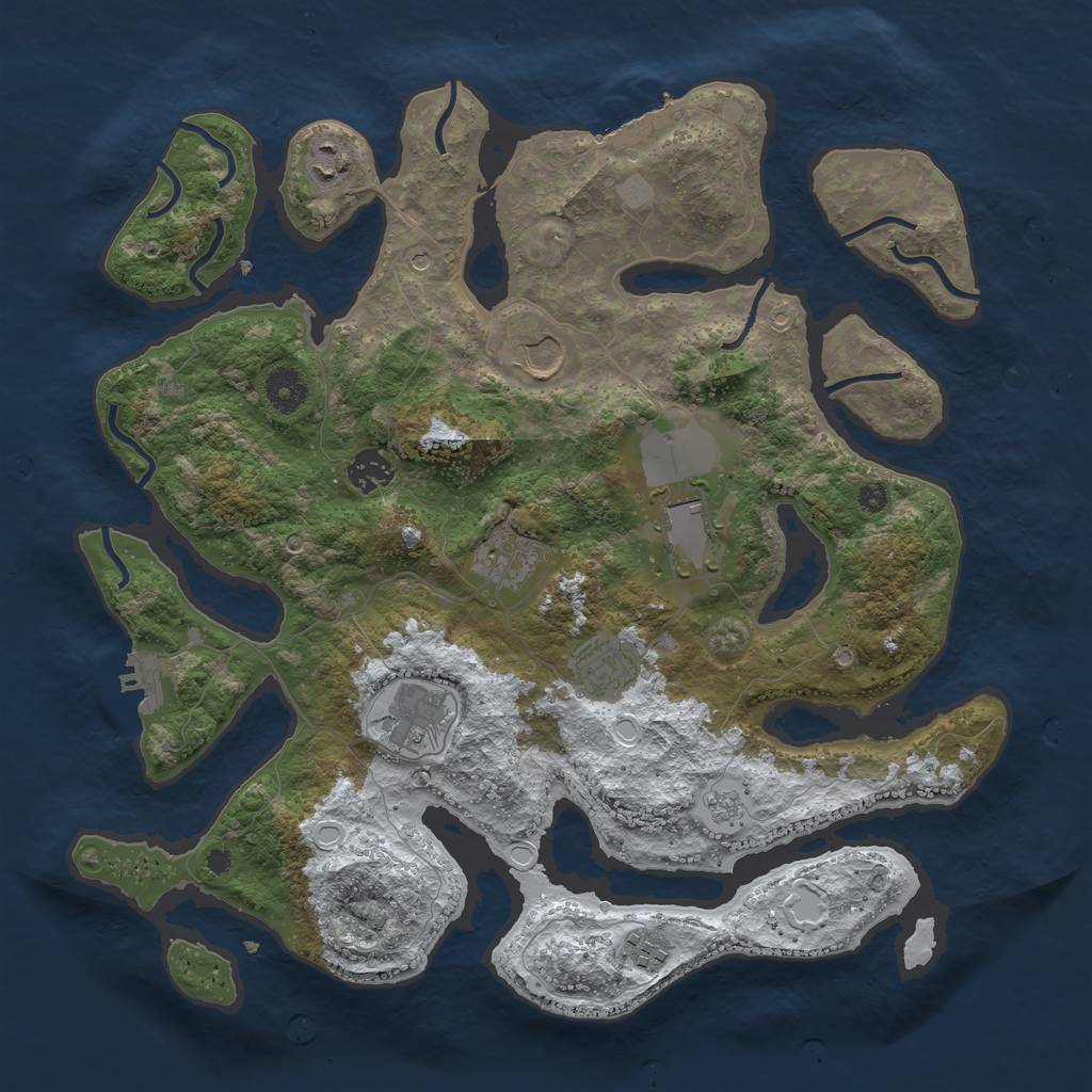 Rust Map: Procedural Map, Size: 3800, Seed: 4625909, 17 Monuments