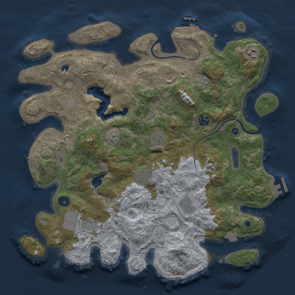 Rust Map: Procedural Map, Size: 4000, Seed: 470732, 14 Monuments
