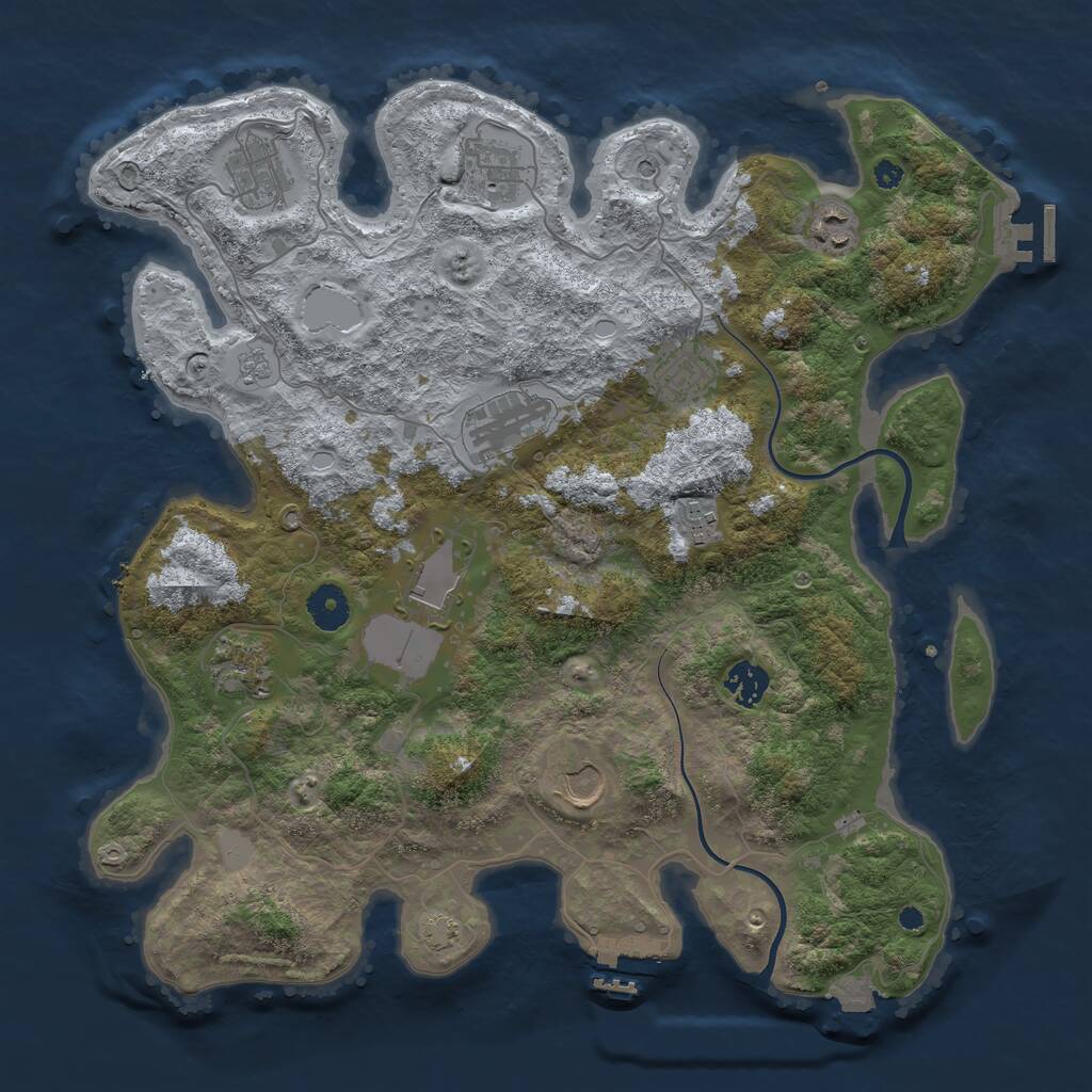 Rust Map: Procedural Map, Size: 3800, Seed: 3597909, 16 Monuments