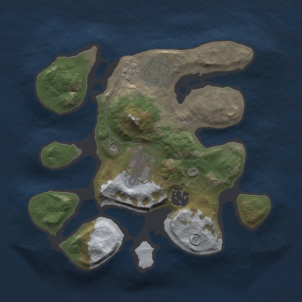 Rust Map: Barren, Size: 2500, Seed: 699357, 7 Monuments