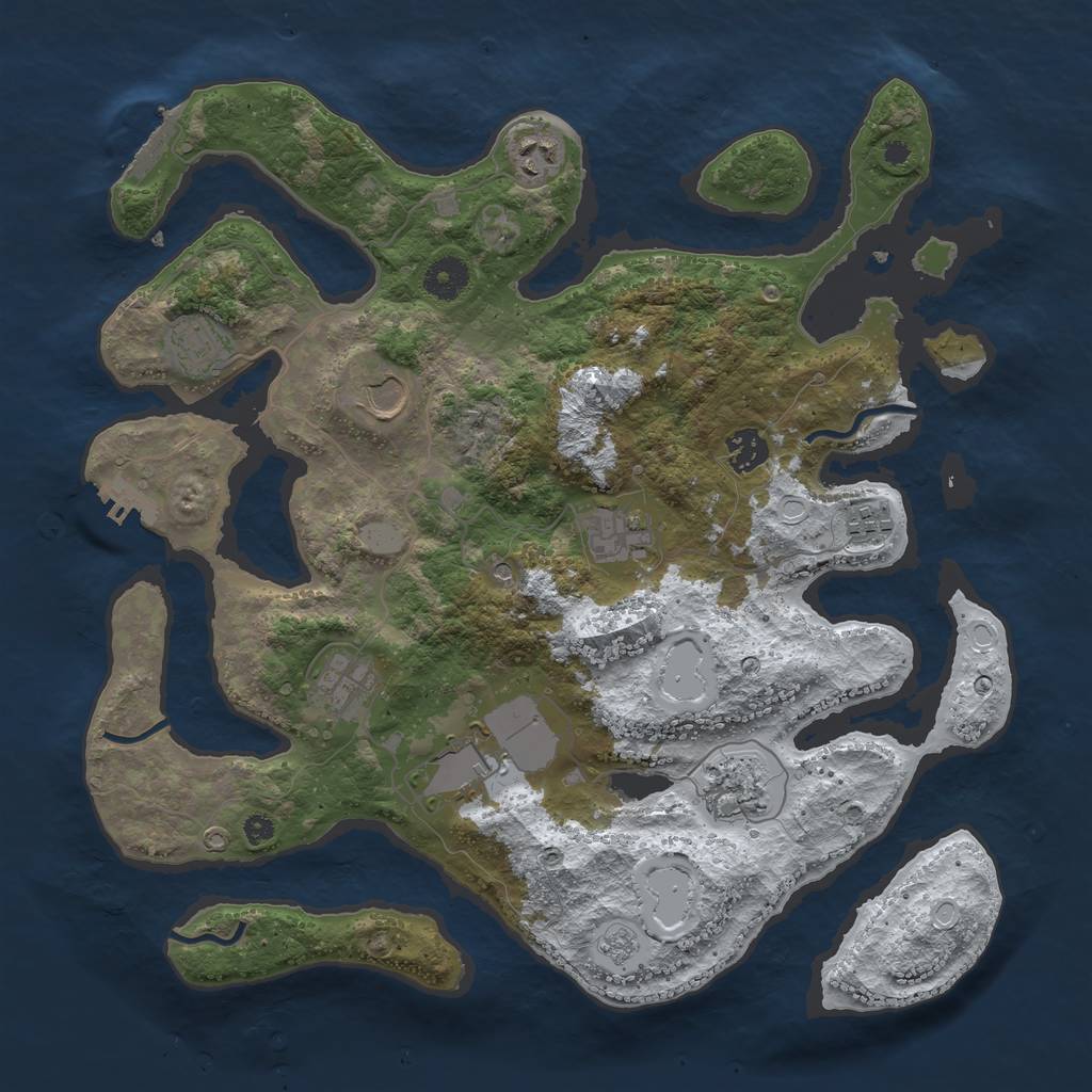 Rust Map: Procedural Map, Size: 3800, Seed: 941005, 18 Monuments
