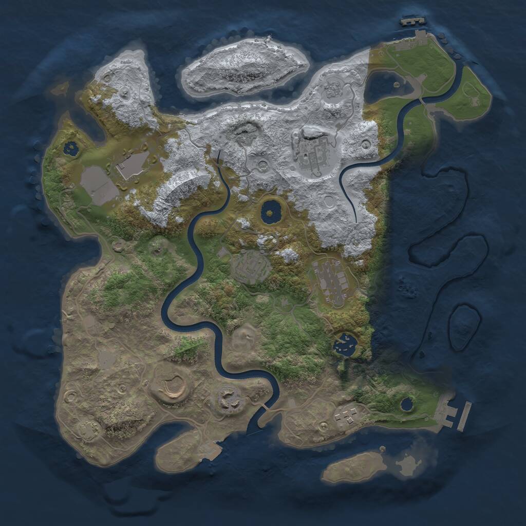 Rust Map: Procedural Map, Size: 3500, Seed: 3205255, 14 Monuments
