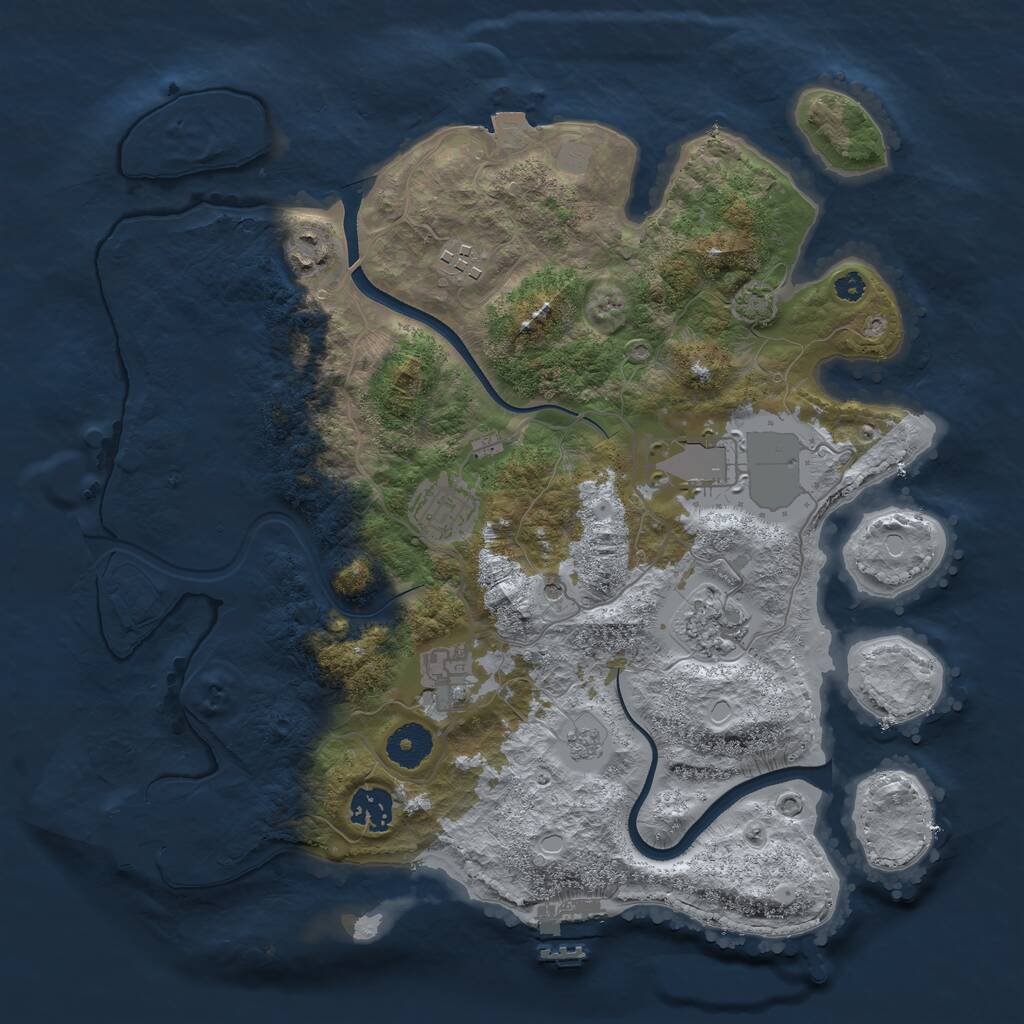 Rust Map: Procedural Map, Size: 3500, Seed: 1419866, 13 Monuments