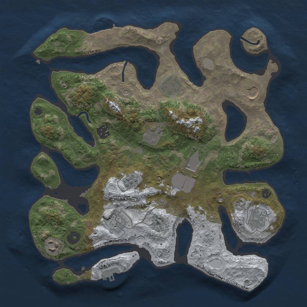 Rust Map: Procedural Map, Size: 3500, Seed: 887559, 18 Monuments
