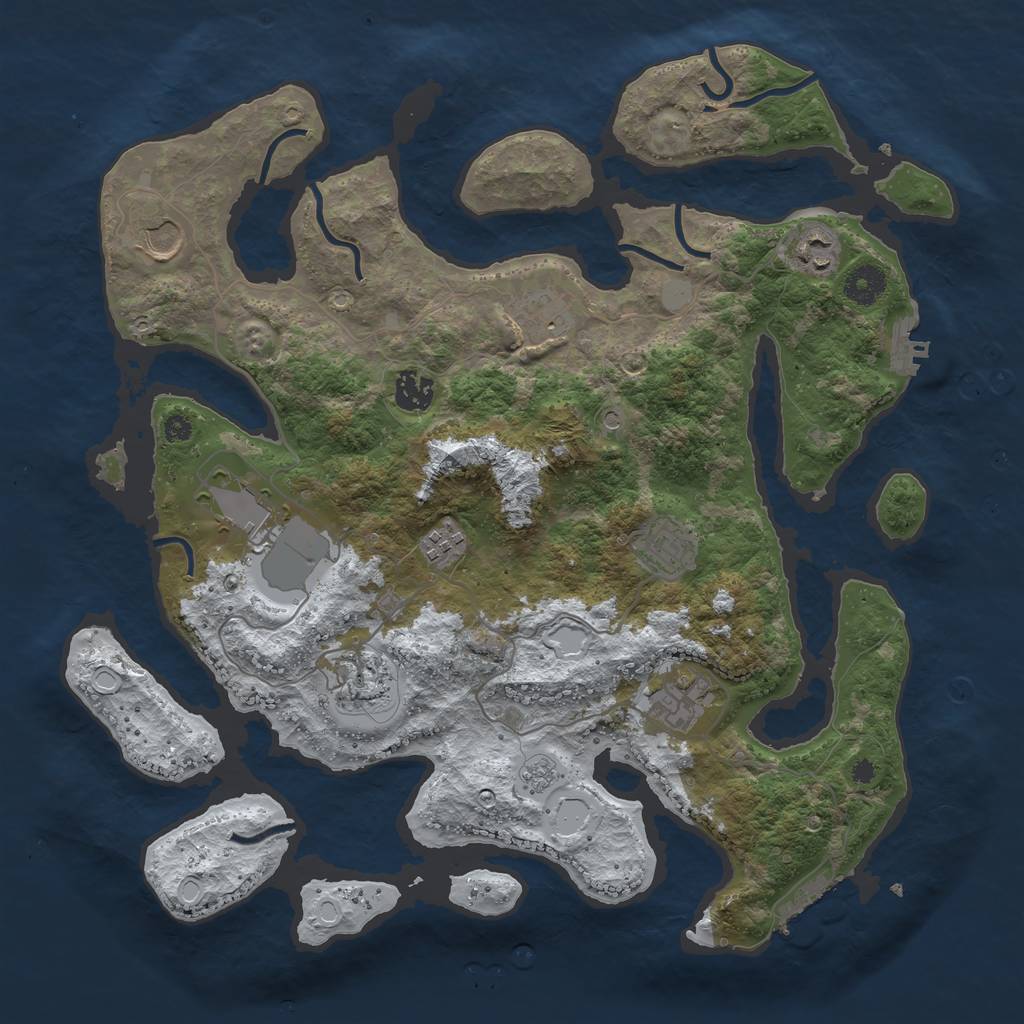 Rust Map: Procedural Map, Size: 3800, Seed: 4006394, 18 Monuments