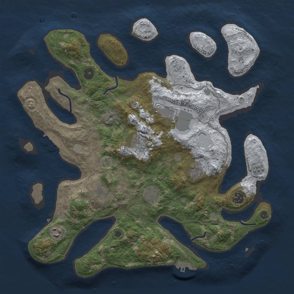 Rust Map: Procedural Map, Size: 4000, Seed: 842200291, 16 Monuments