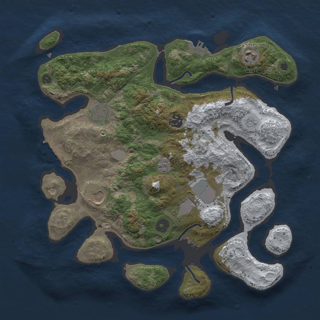 Rust Map: Procedural Map, Size: 3500, Seed: 172197, 14 Monuments