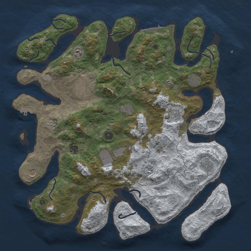 Rust Map: Procedural Map, Size: 4500, Seed: 516734, 20 Monuments