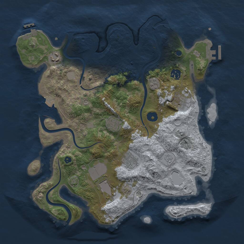 Rust Map: Procedural Map, Size: 3500, Seed: 2037370960, 13 Monuments