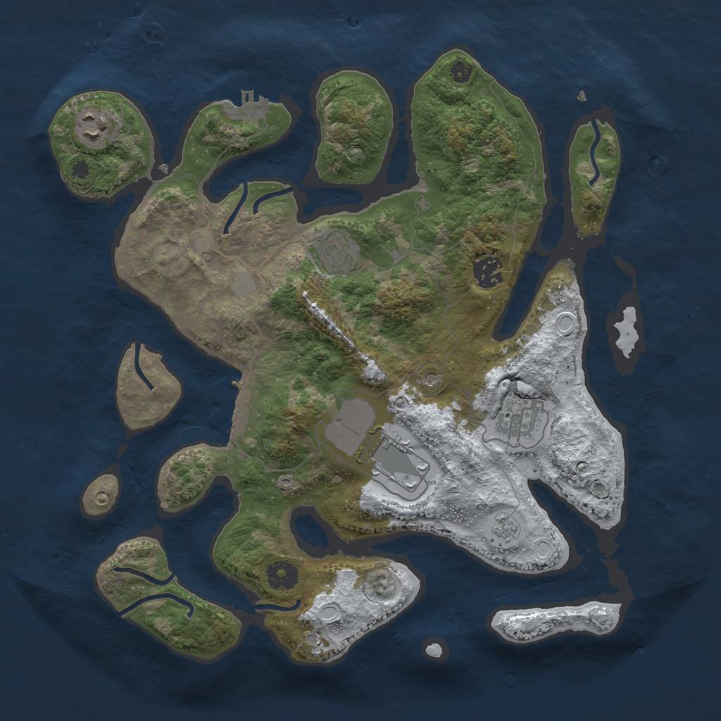Rust Map: Procedural Map, Size: 3500, Seed: 2037370960, 14 Monuments