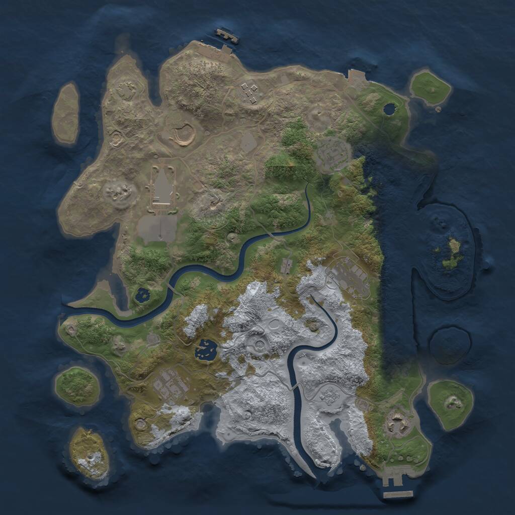 Rust Map: Procedural Map, Size: 3500, Seed: 4782757, 14 Monuments