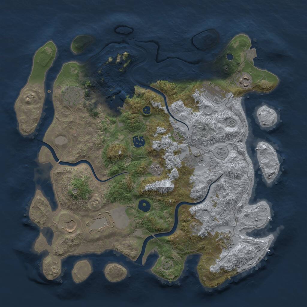 Rust Map: Procedural Map, Size: 3800, Seed: 1566985, 14 Monuments