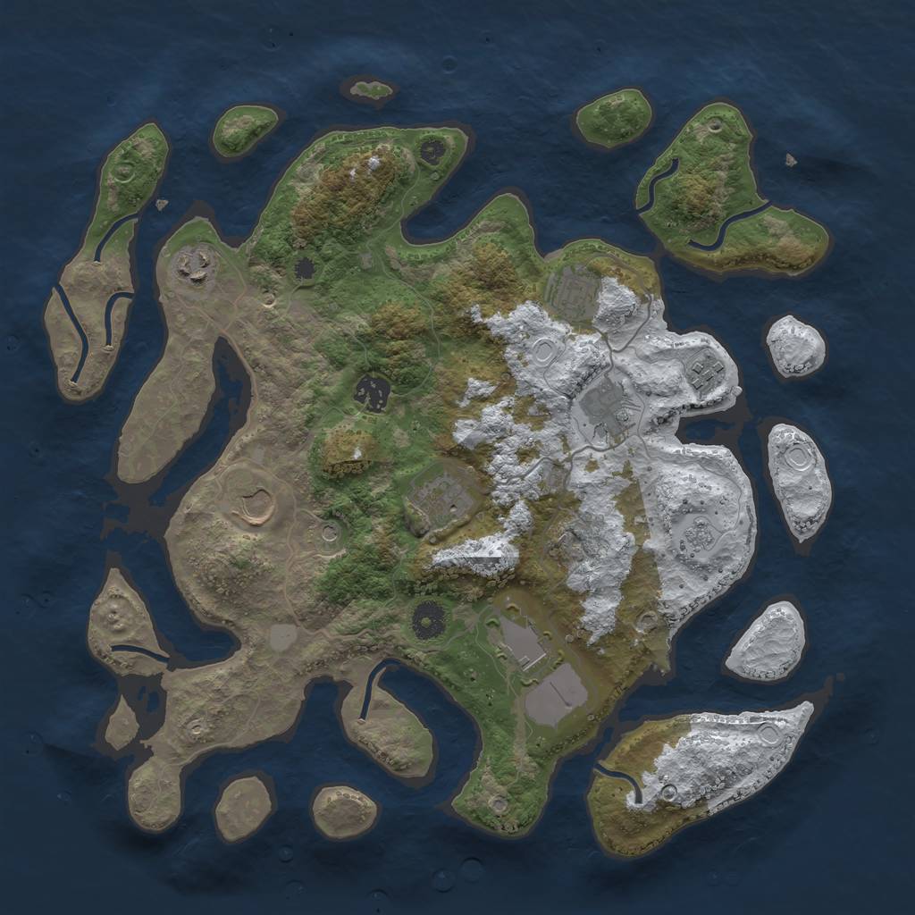 Rust Map: Procedural Map, Size: 3800, Seed: 1566985, 15 Monuments