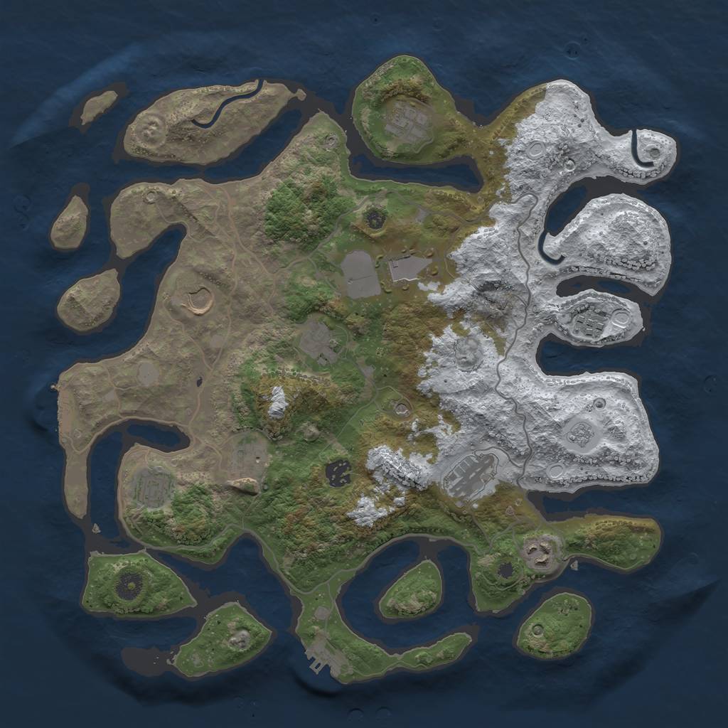 Rust Map: Procedural Map, Size: 4000, Seed: 124531, 19 Monuments