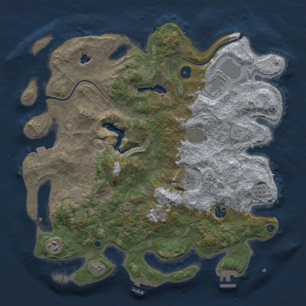 Rust Map: Procedural Map, Size: 4000, Seed: 124531, 12 Monuments
