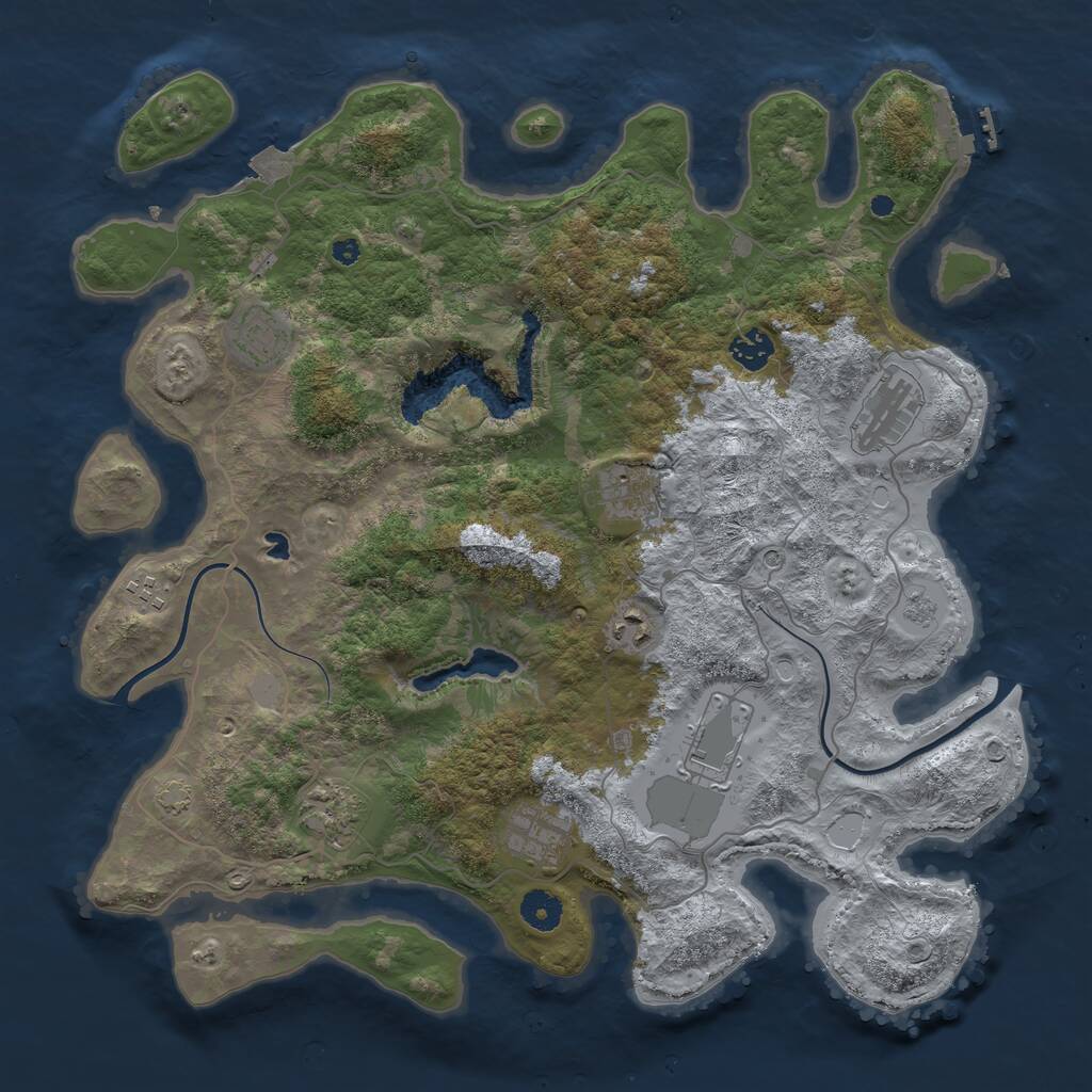 Rust Map: Procedural Map, Size: 4000, Seed: 634694, 14 Monuments