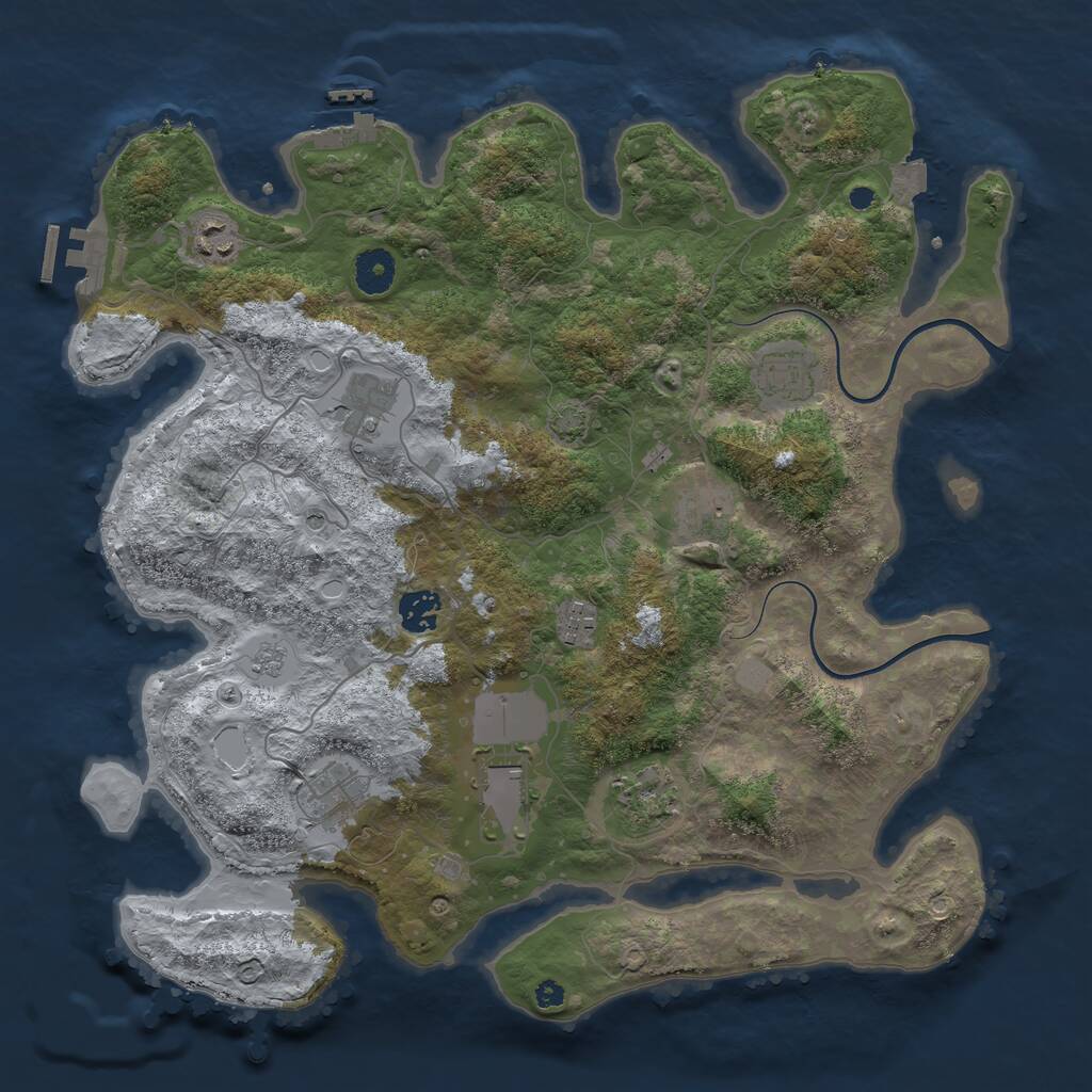 Rust Map: Procedural Map, Size: 3800, Seed: 6250644, 15 Monuments