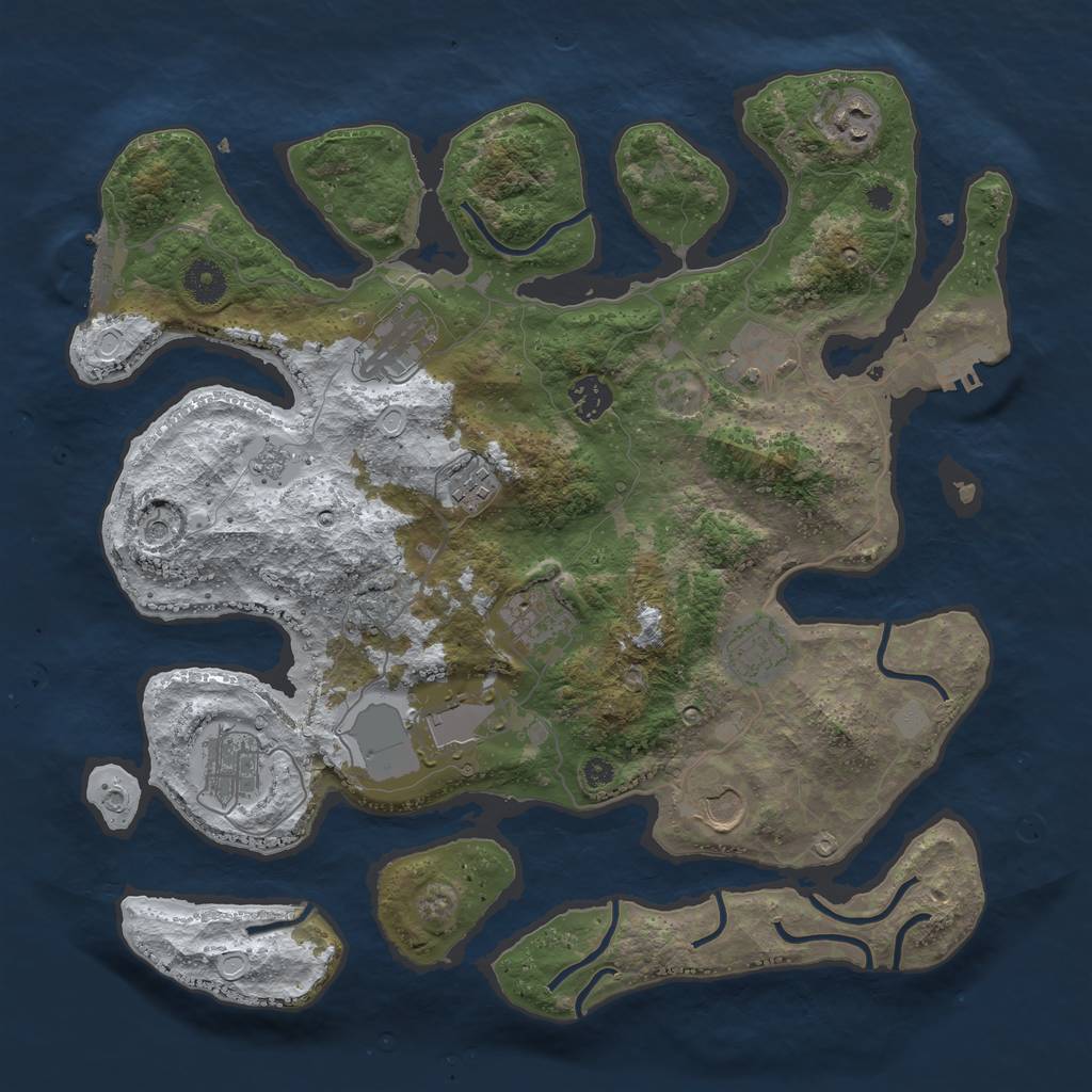 Rust Map: Procedural Map, Size: 3800, Seed: 6250644, 19 Monuments