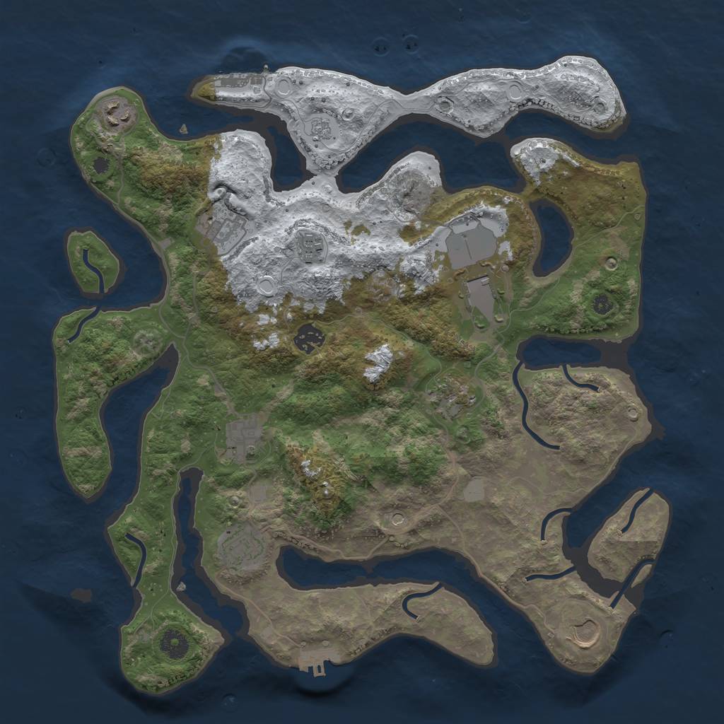 Rust Map: Procedural Map, Size: 3800, Seed: 5776400, 18 Monuments