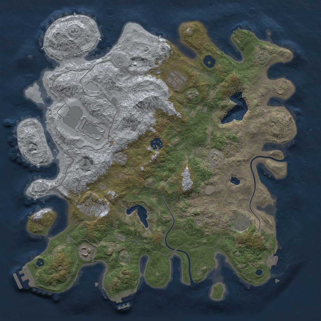 Rust Map: Procedural Map, Size: 4000, Seed: 2130999665, 13 Monuments