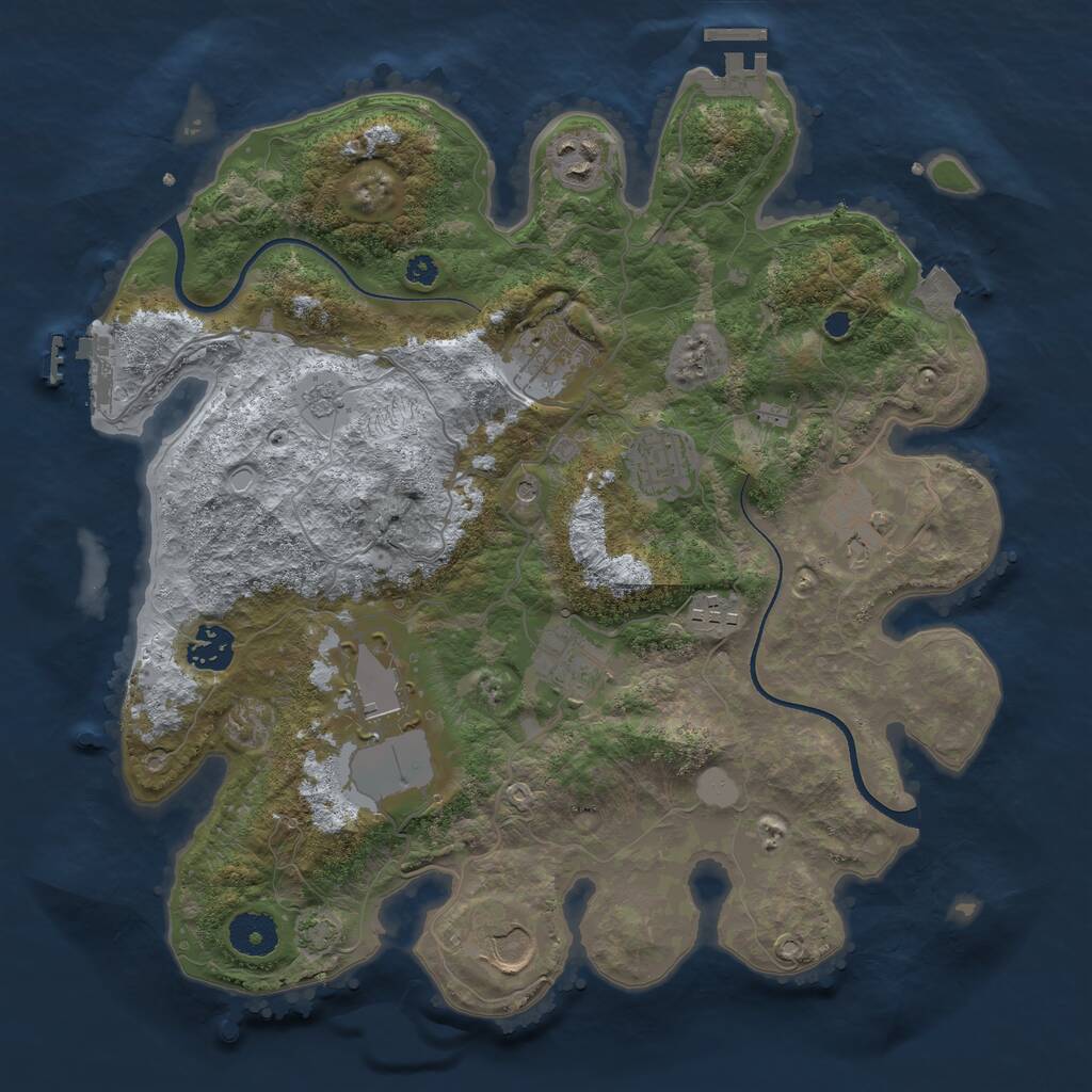 Rust Map: Procedural Map, Size: 3500, Seed: 3761145, 15 Monuments