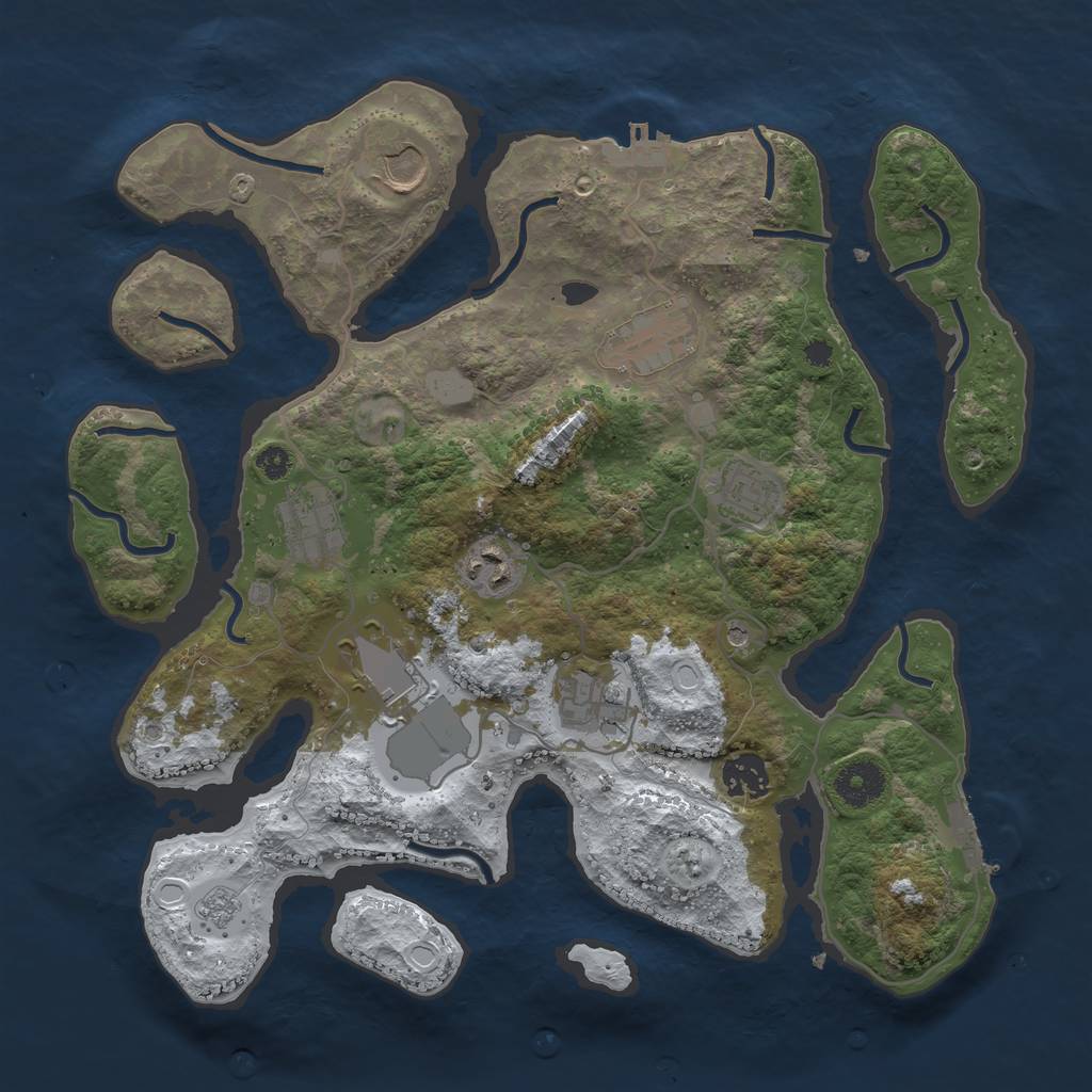 Rust Map: Procedural Map, Size: 3500, Seed: 6029325, 17 Monuments