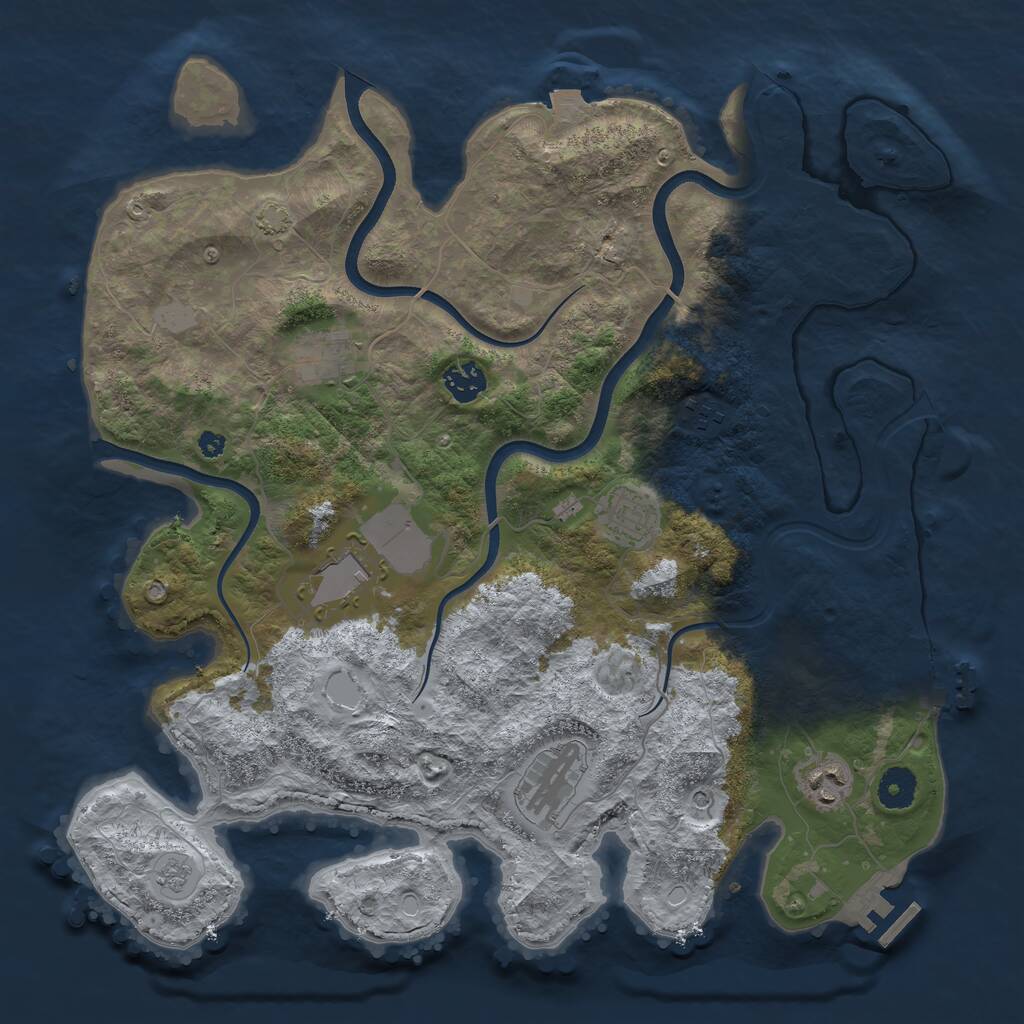 Rust Map: Procedural Map, Size: 3800, Seed: 1914057, 13 Monuments