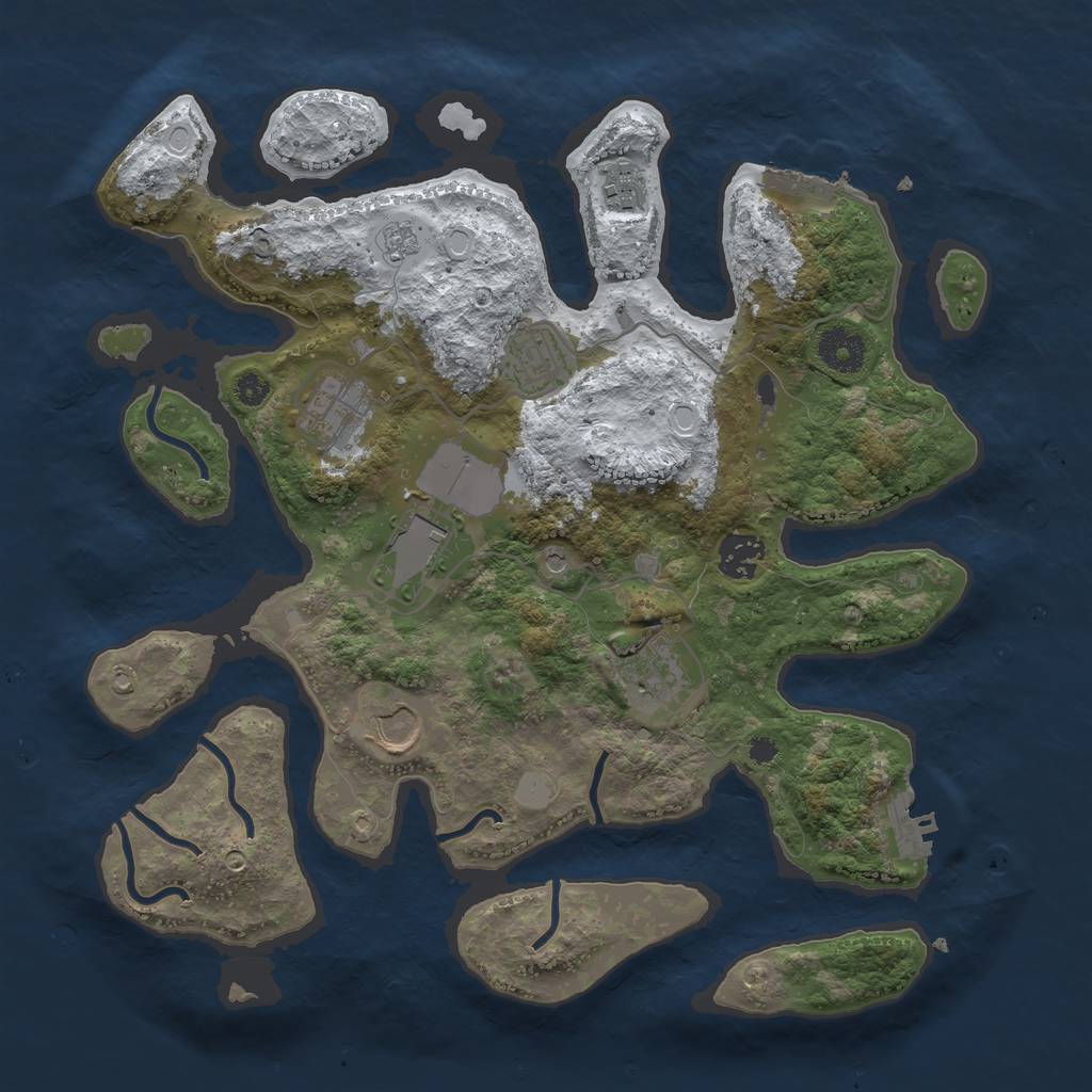 Rust Map: Procedural Map, Size: 3500, Seed: 1673148, 16 Monuments