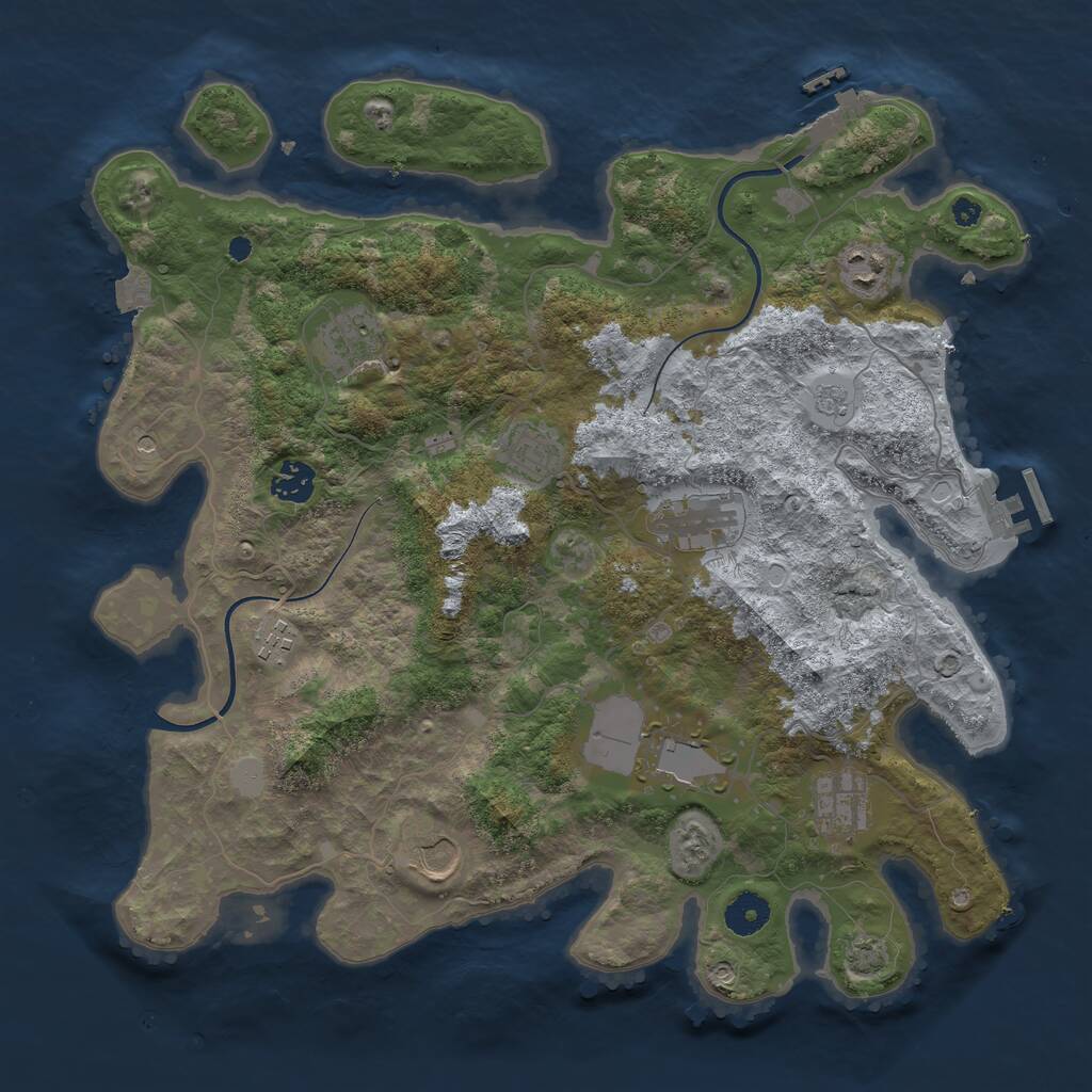 Rust Map: Procedural Map, Size: 3800, Seed: 6372443, 15 Monuments