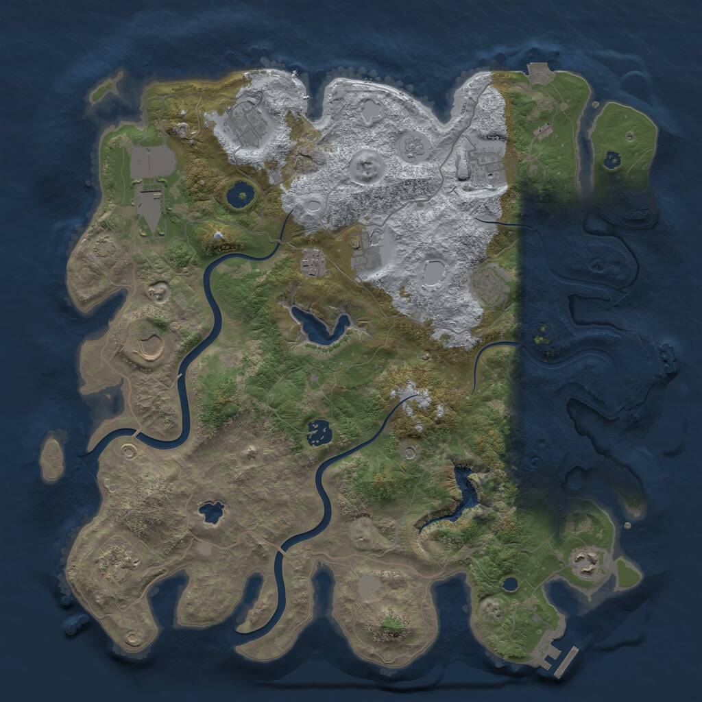 Rust Map: Procedural Map, Size: 4000, Seed: 830849, 16 Monuments