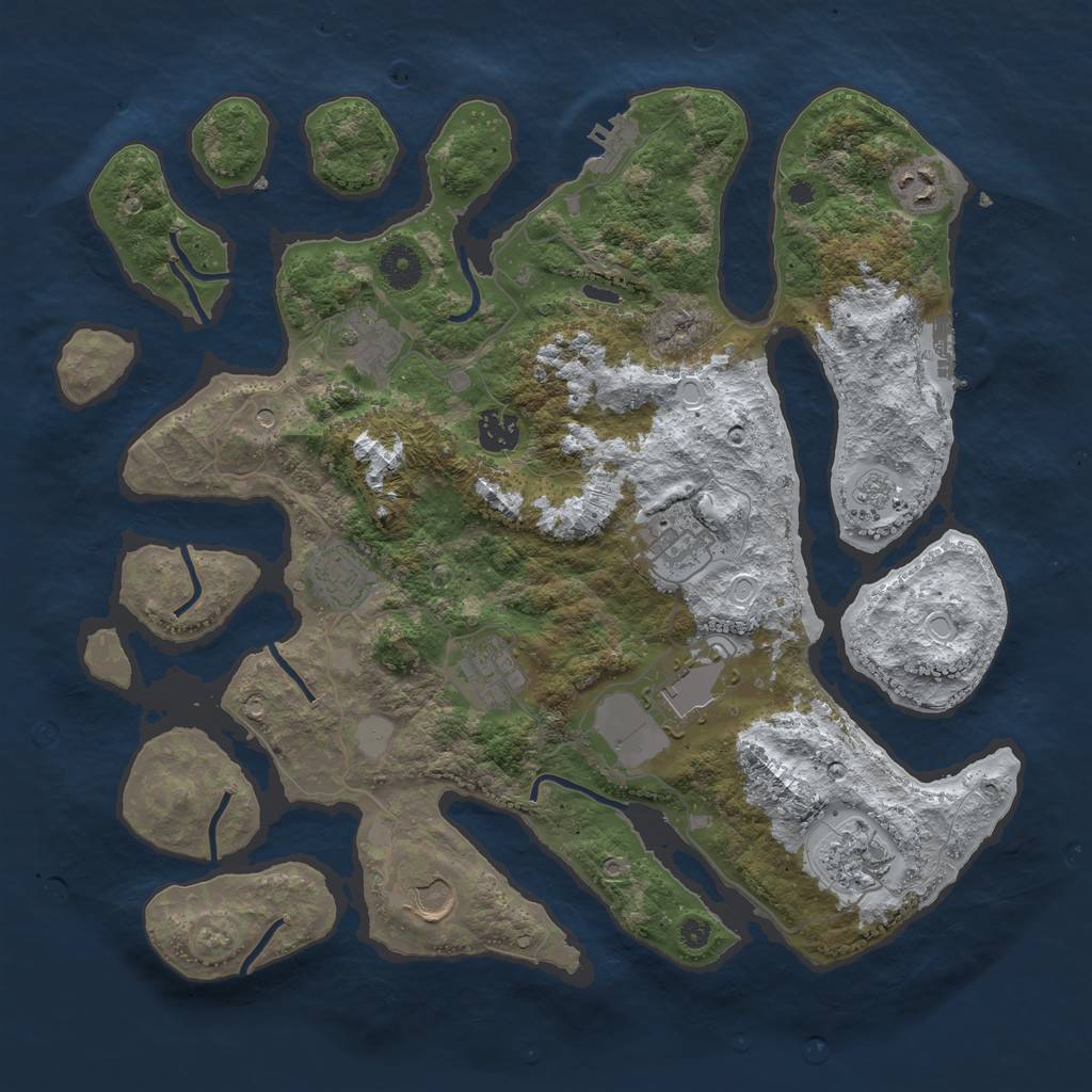 Rust Map: Procedural Map, Size: 3800, Seed: 559445565, 18 Monuments