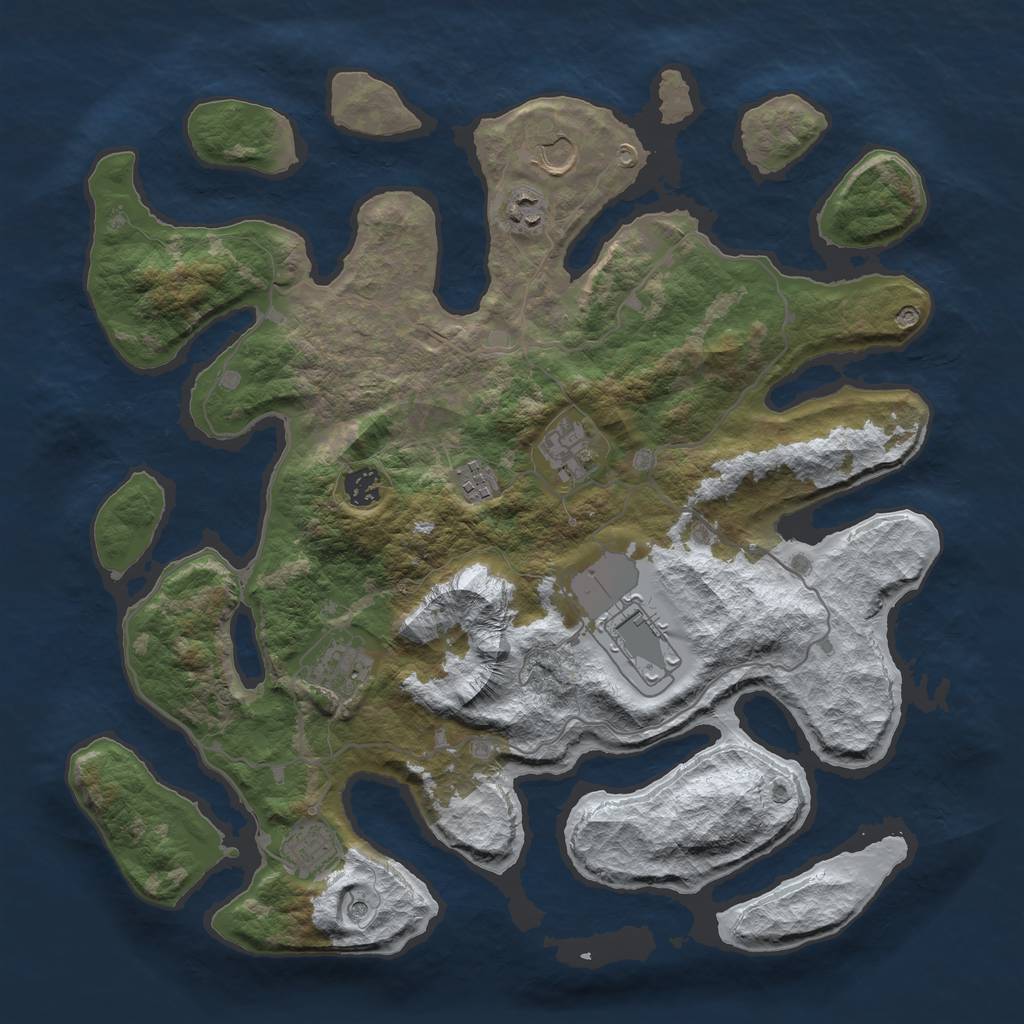 Rust Map: Barren, Size: 4000, Seed: 3258, 11 Monuments