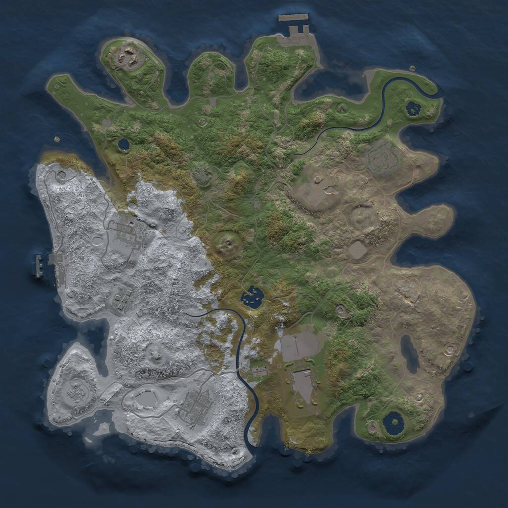 Rust Map: Procedural Map, Size: 3500, Seed: 1635842, 14 Monuments