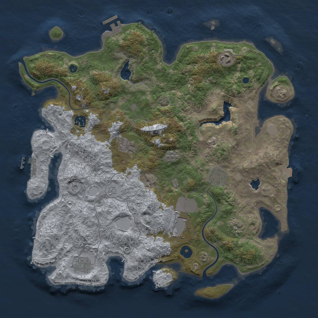 Rust Map: Procedural Map, Size: 4000, Seed: 467484, 14 Monuments