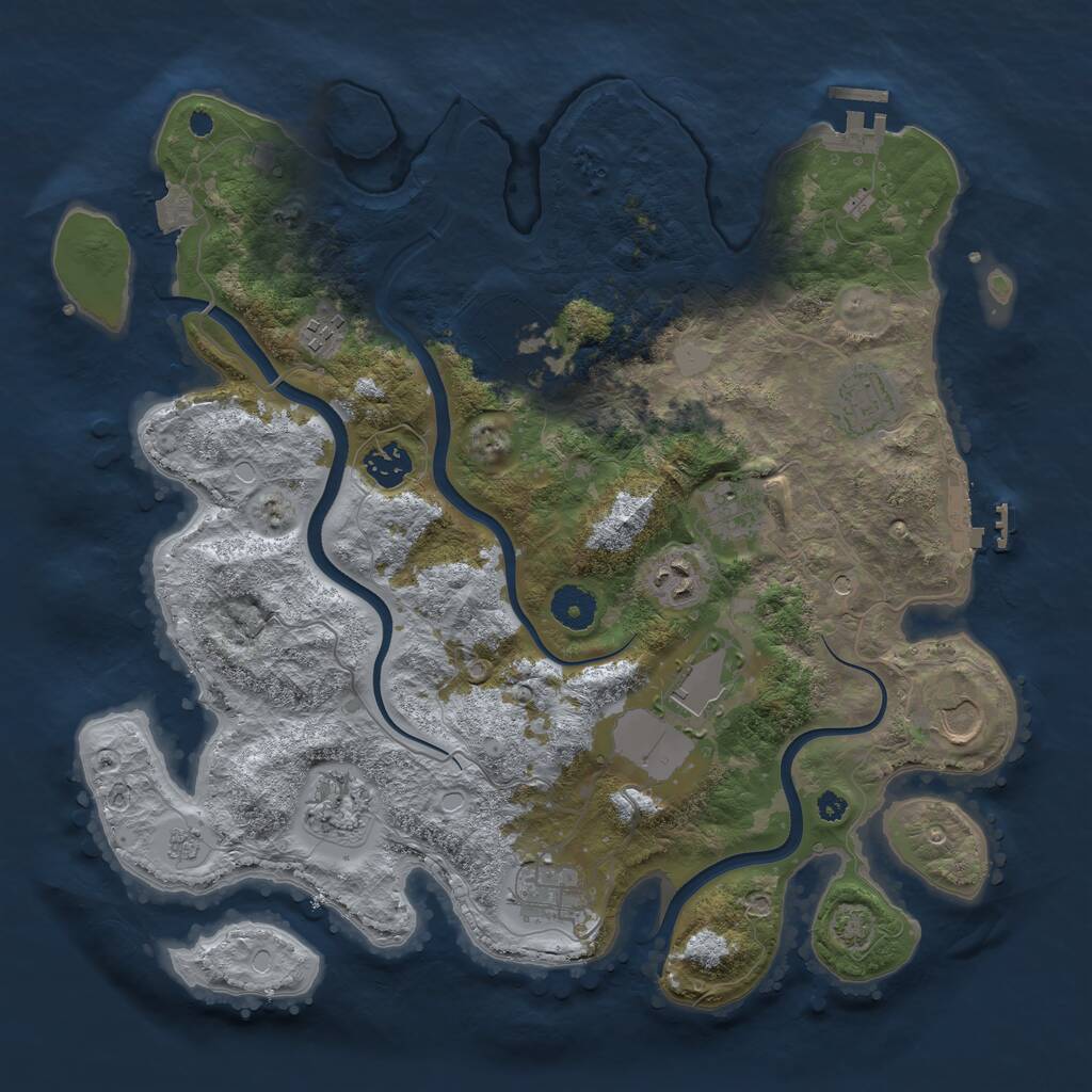 Rust Map: Procedural Map, Size: 3700, Seed: 6969, 16 Monuments
