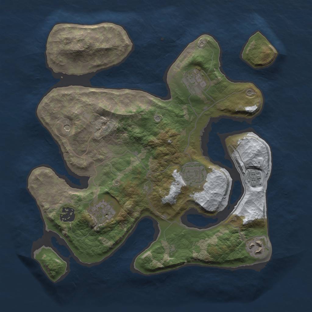 Rust Map: Barren, Size: 3000, Seed: 4, 9 Monuments
