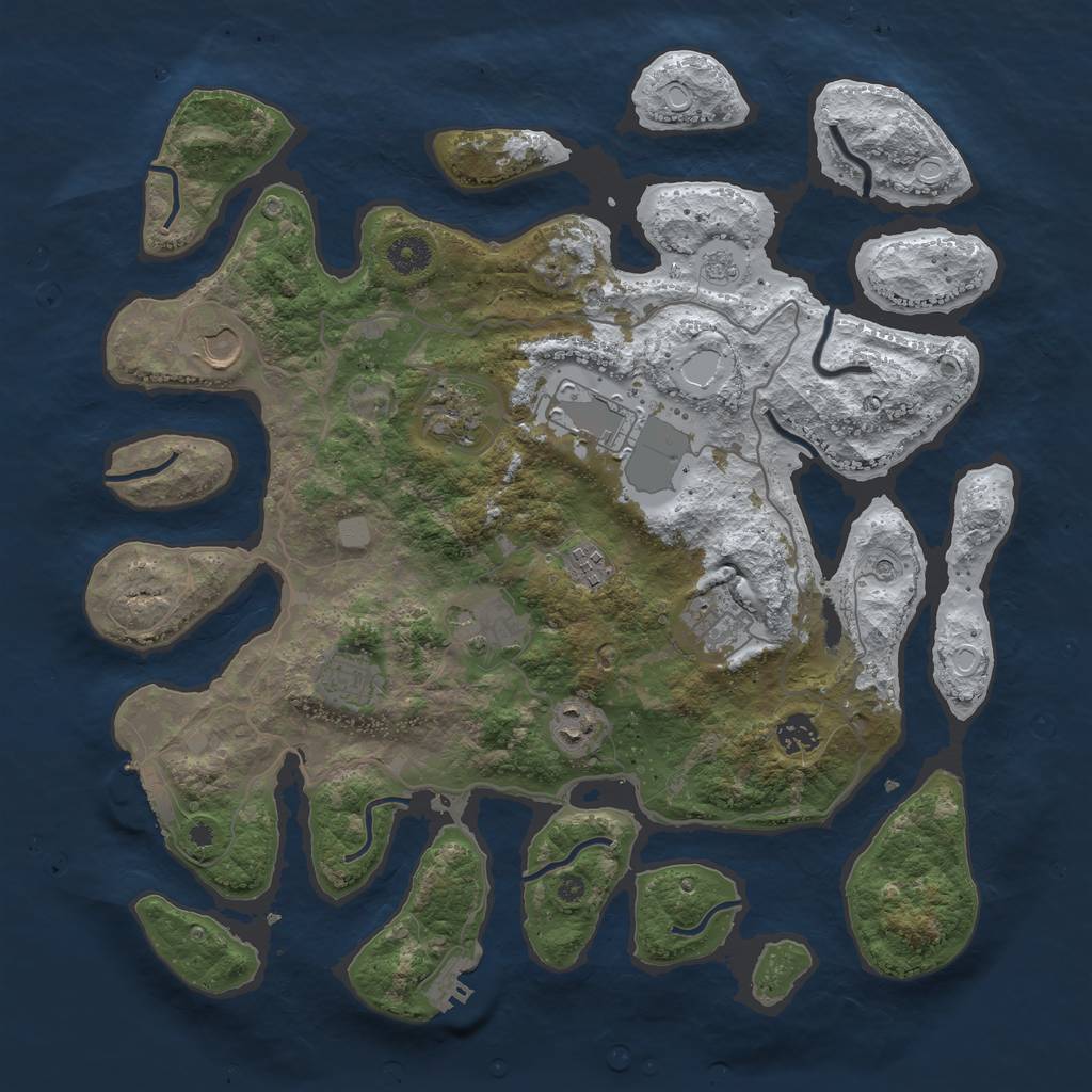 Rust Map: Procedural Map, Size: 4000, Seed: 437168, 18 Monuments