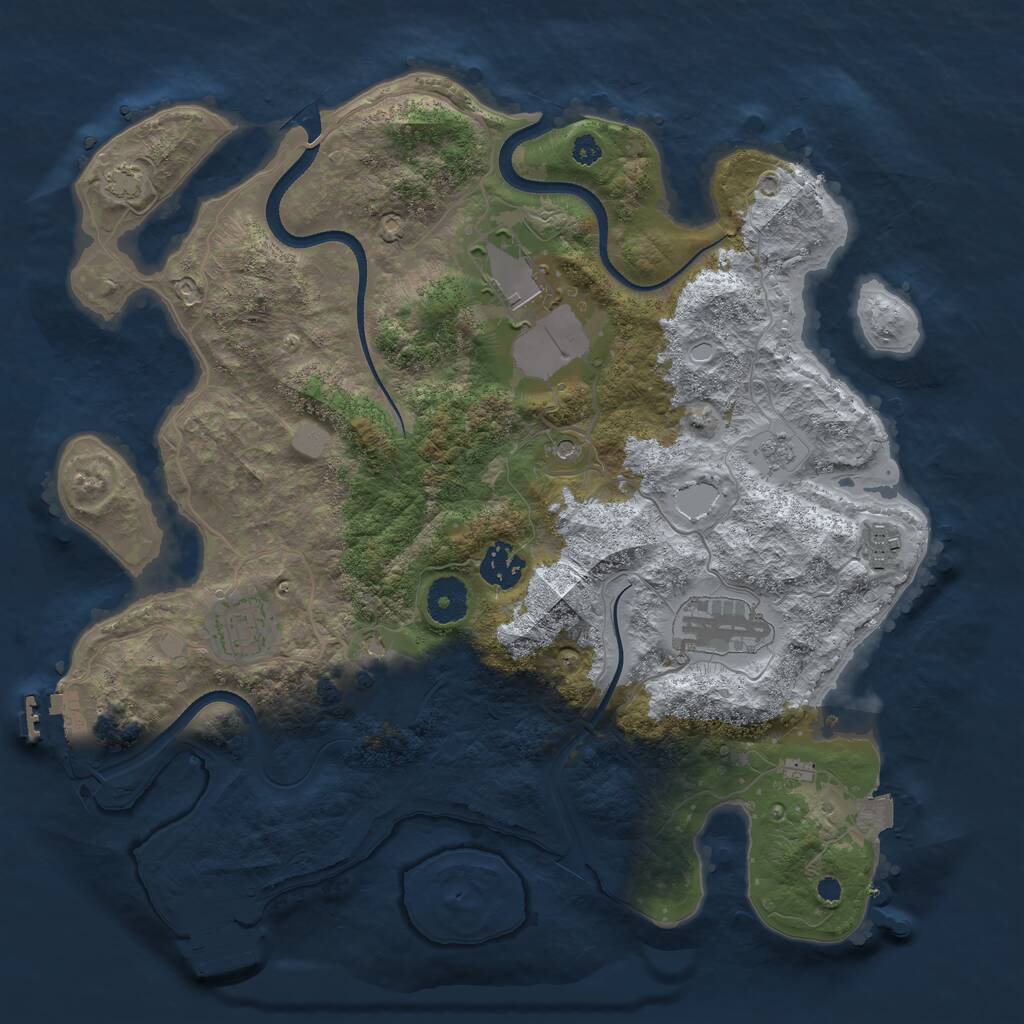 Rust Map: Procedural Map, Size: 3500, Seed: 3259238, 12 Monuments