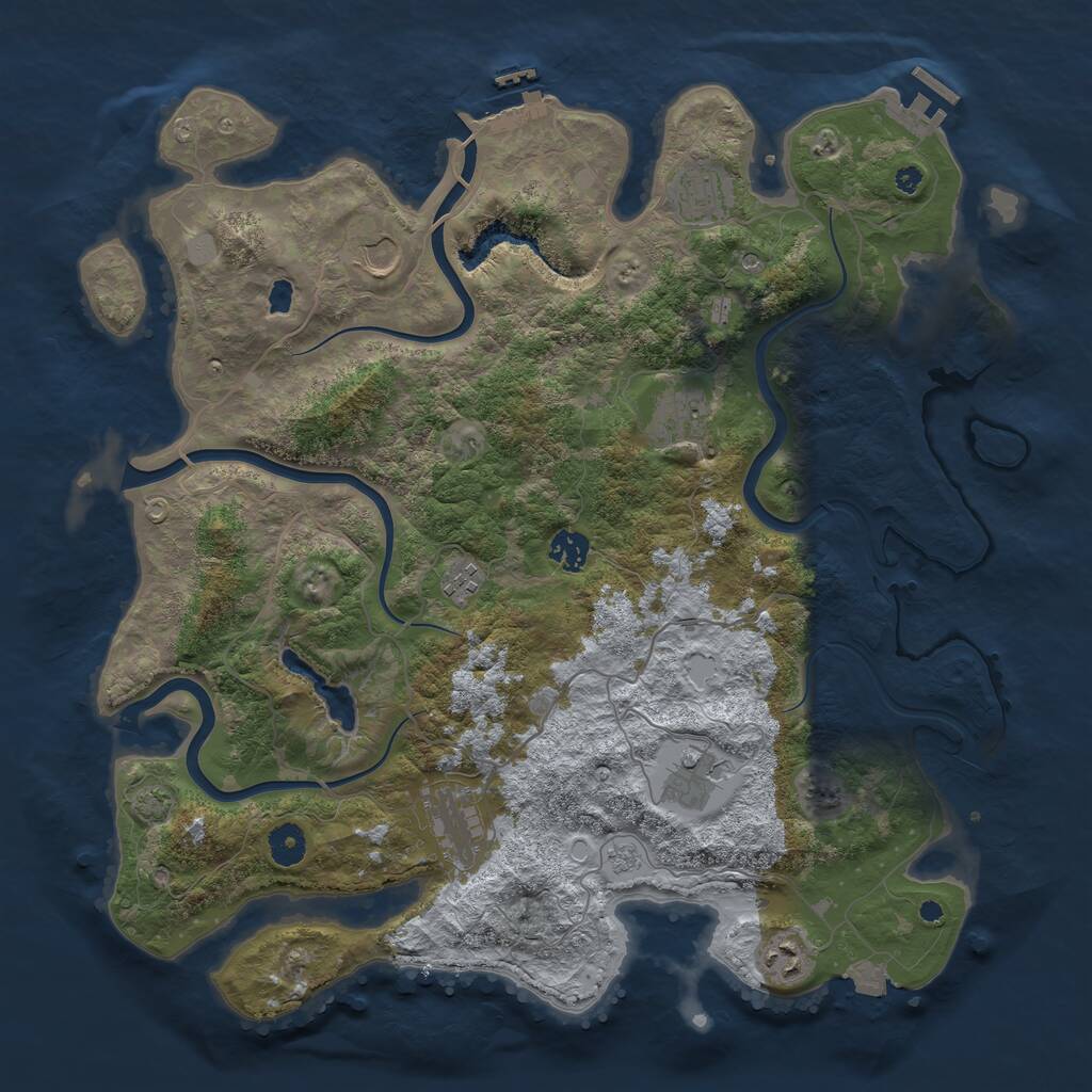 Rust Map: Procedural Map, Size: 4100, Seed: 34744, 14 Monuments