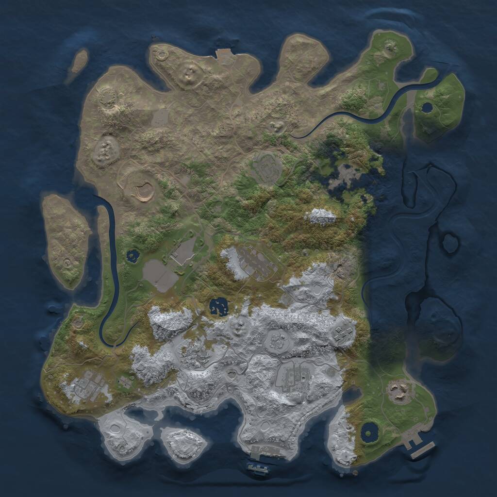 Rust Map: Procedural Map, Size: 3800, Seed: 2224150, 17 Monuments