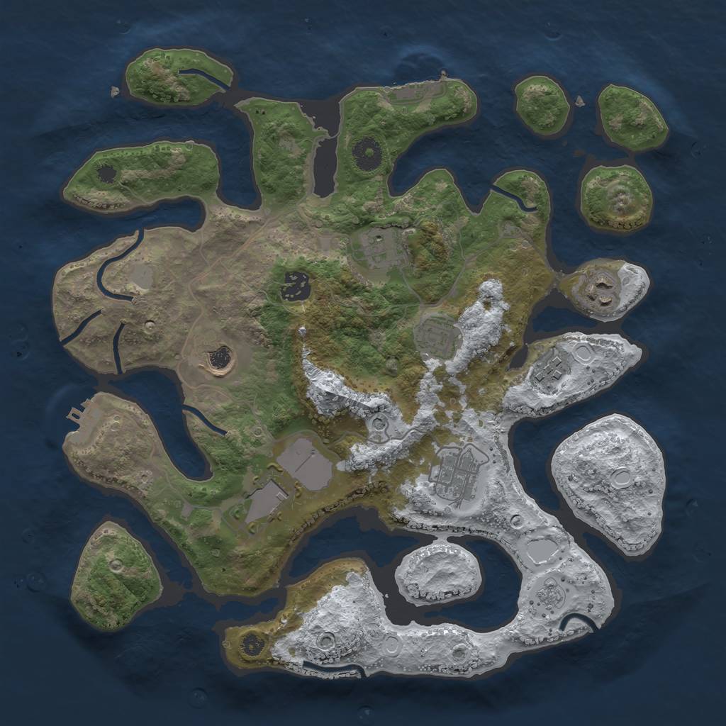 Rust Map: Procedural Map, Size: 3500, Seed: 3735067, 17 Monuments