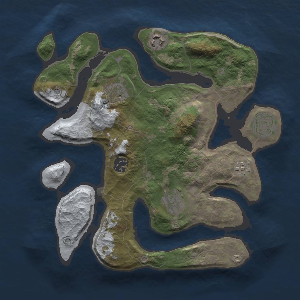 Rust Map: Barren, Size: 3000, Seed: 275545, 9 Monuments