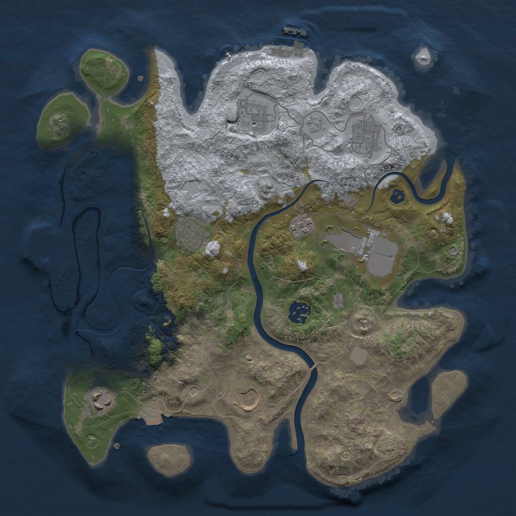 Rust Map: Procedural Map, Size: 3500, Seed: 358543, 14 Monuments