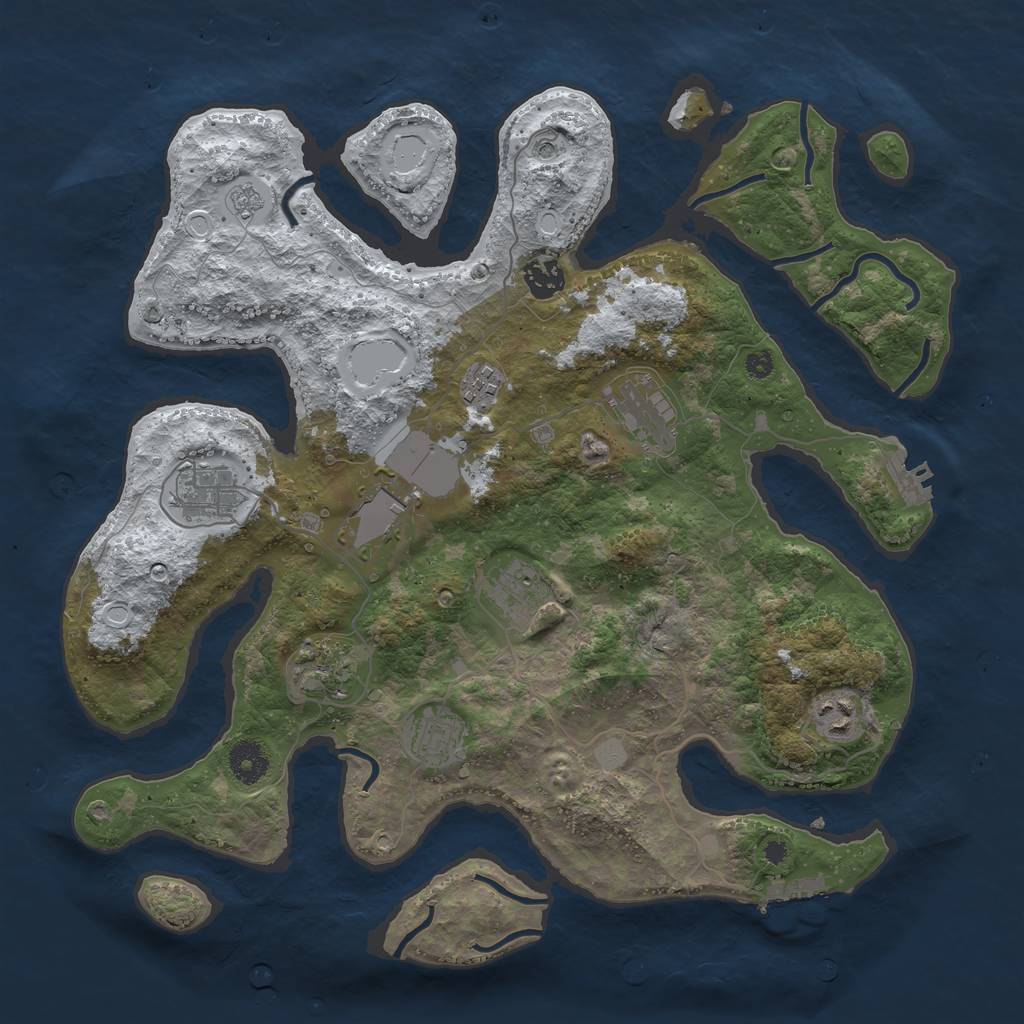 Rust Map: Procedural Map, Size: 3800, Seed: 5503848, 18 Monuments