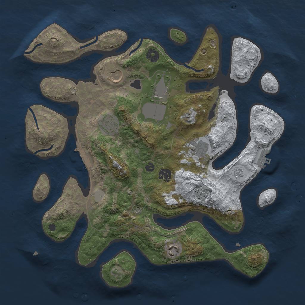 Rust Map: Procedural Map, Size: 3500, Seed: 2218376, 16 Monuments
