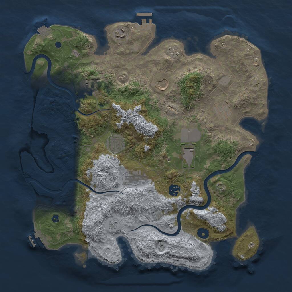 Rust Map: Procedural Map, Size: 3800, Seed: 5747641, 15 Monuments