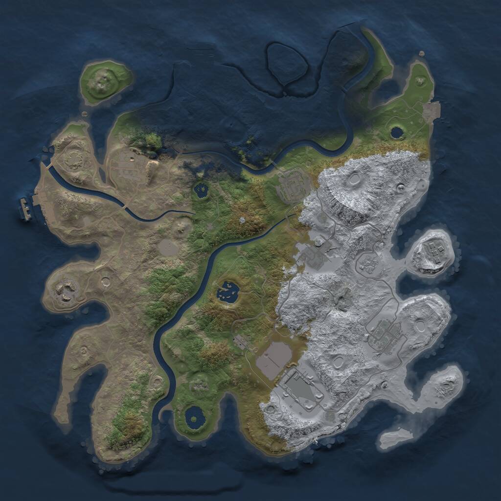 Rust Map: Procedural Map, Size: 3500, Seed: 5040780, 14 Monuments